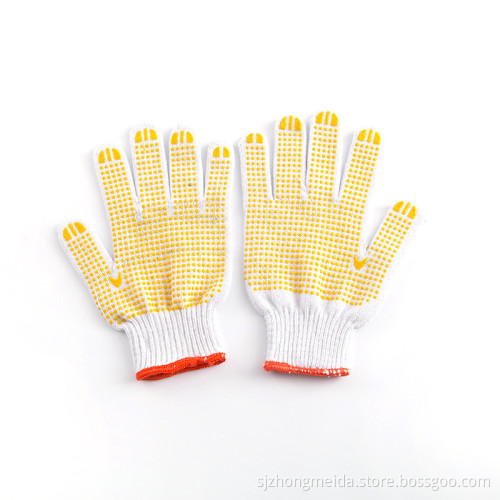 Cotton Knitted Gloves With One Side PVC Dots